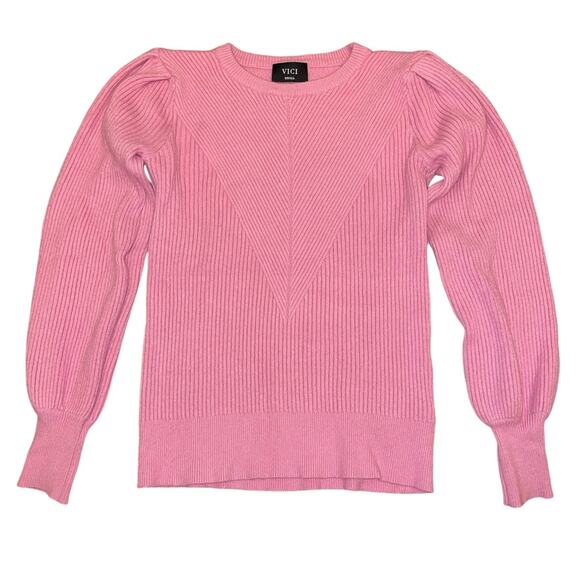 Vici Pink Bubble Over Ribbed Knit Sweater size Small - Picture 1 of 8